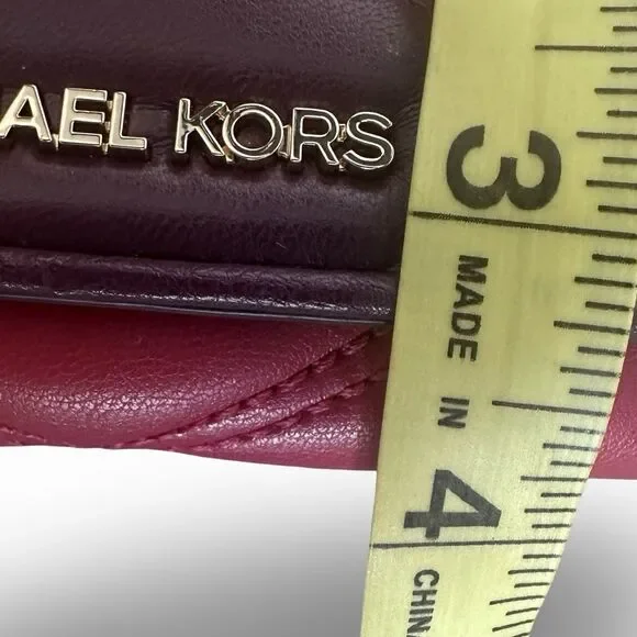 Michael Kors burgundy/Purple Kisslock Quilted Compact Wallet - Picture 10 of 10